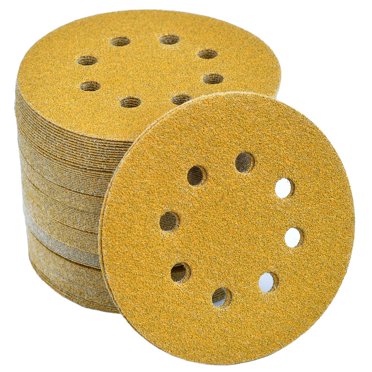Disques de Ponçage à Crochets et Boucles de 5 Pouces 8 Trous 60 Grits Aléatoires Orbite Papier de Verre, Lot de 100