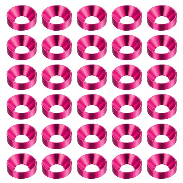 Unique Bargains Lot de 30 Rondelles à Encastrer M5 en Alliage d'Aluminium Anodisé pour Finition, Rose