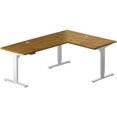 thumbnail image 1 of Progressive Desk L Shaped Standing Desk 78"x48", Corner 3 Stage Height Adjustable Electric Executive Desk - Rustic Hickory, White Frame, 1 of 2