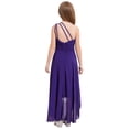 thumbnail image 2 of Oyolan Robe de Demoiselle d'Honneur Junior pour Fille, Perles, une Épaule, Ligne A, Mariage, Concours, Fête, Robe de Bal, Violet, 8, 2 of 7