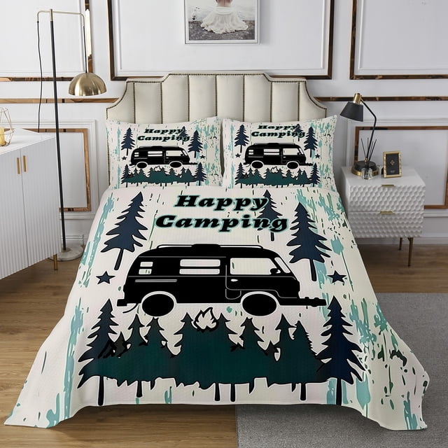 Erosebridal Camping Car Coverlet Set Twin, Camper Bedding Set, Rustic Farmhouse Decor, 2pcs