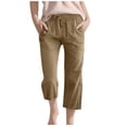 thumbnail image 1 of Plebaso Pantalons Capris Garçons Filles Coton Lin Cordon de Serrage Pantalons Décontractés Légers Raccourcis avec Poches, 1 of 5