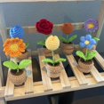 thumbnail image 4 of tredstone Hand Knitted Crochet Flowers Mini Potted Flowers Car Accessories Small Cute, 4 of 6