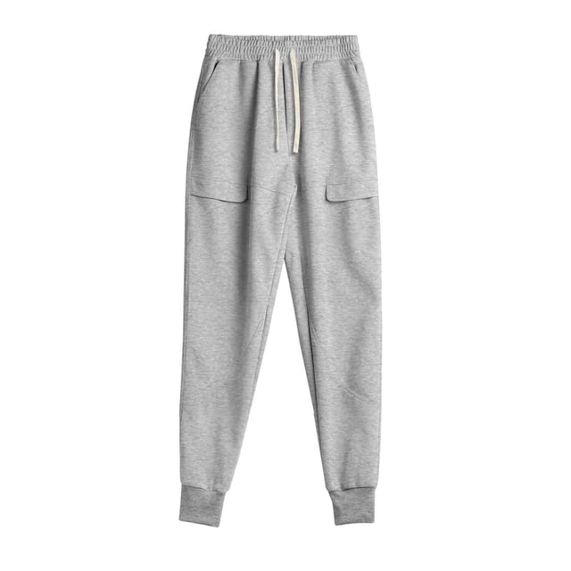 Lovzfmll Men's Solid Color Casual Utility Pants, Relaxed Fit, Drawstring Elastic Waist, Pockets for Everyday Gray, L