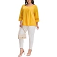 thumbnail image 3 of GRACE & GRANDEUR Hauts Décontractés Unis à Manches Raglan pour Femmes Grande Taille Jaune 1X, 3 of 7