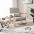 thumbnail image 4 of Costway Upholstered Rocking Chair with Pillow Rocking Armchair with Rubber Wood Frame Grey, 4 of 10
