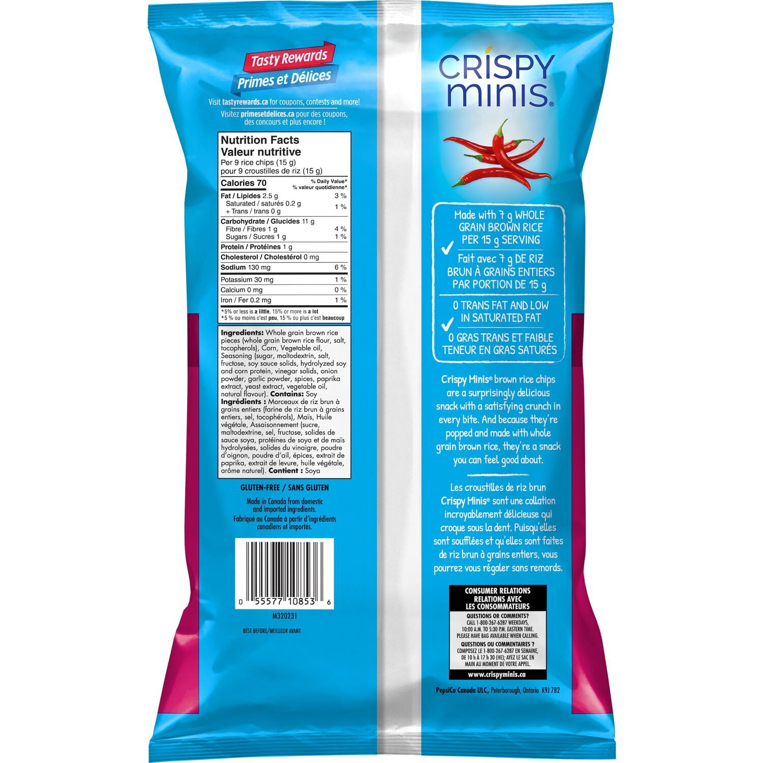 Quaker Crispy Minis Croustilles de riz brun Saveur Chili doux