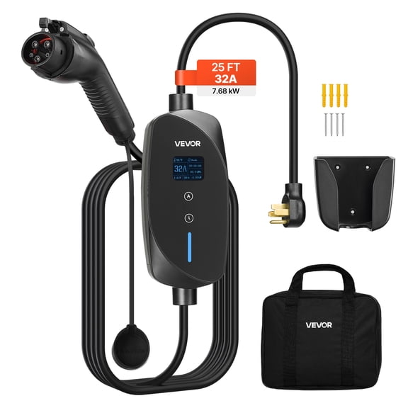 VEVOR Chargeur EVA Niveau 2 Chargeur Portable 32A 240V NEMA 14-50P avec Câble de 25 Pi