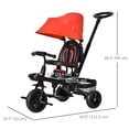 thumbnail image 3 of Qaba Tricycle pour Bébé 4 en 1 Tricycle avec Siège Réversible à Angle Ajustable Poignée Amovible Auvent Main Courante Ceinture Rangement Repose-Pieds Frein Embrayage pour 1-5 Ans Rouge, 3 of 10