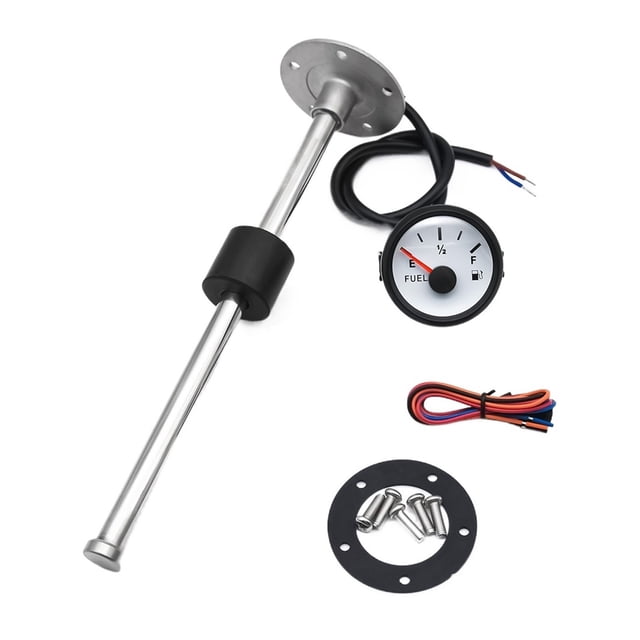 Waterproof Fuel Level Gauge With Fuel Level Sensor 100-500MM Stainless Steel Marine Level Gauge Sensor 0-190Ohm Red Backlight ,Suits Most Tanks