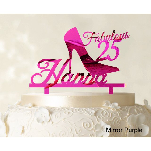 Custom Birthday Cake Topper Personalized Mirror Purple Cake Topper Color Option Available 5-7 Inches Wide