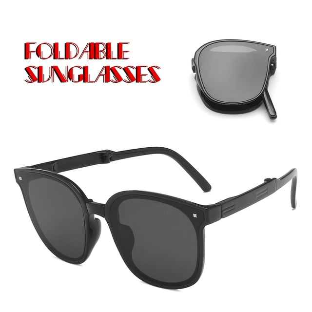 Lunettes de Soleil Tendance pour Femmes Hommes Polarisées Pliables Rondes Chic Rétro Lunettes de Soleil