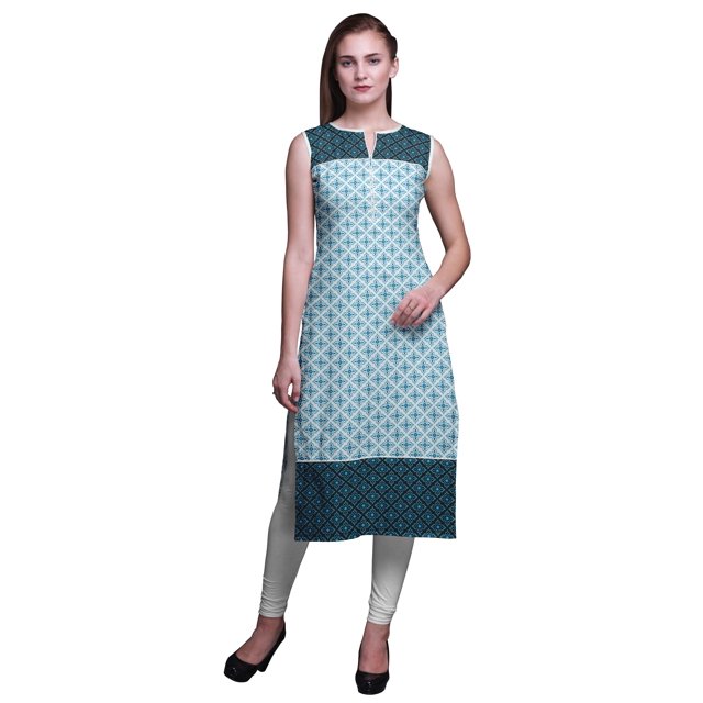 Bimba Kurti Droite Imprimée pour Femmes Sans Manches Tenue d'Été Kurta Tunique Grande