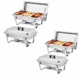 thumbnail image 1 of Ensemble Professionnel de Buffets à 3 Compartiments en Acier Inoxydable, Ensembles de Serveurs et Réchauffe-Buffets de 8 Qt, Plats Rectangulaires Anti-Frottement avec Couvercle et Poêles de Taille 1/3 pour Mariages, Fêtes, Usage Commercial, 1 of 7