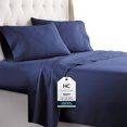 thumbnail image 3 of Twin Sheets Set, 3 pc Bed Sheets & Pillowcase Set - Machine Washable for Easy Care - Soft & Breathable All Season Microfiber Sheets with Deep Pockets - Navy, 3 of 4