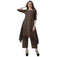 thumbnail image 2 of Moomaya Kurti Asymétrique avec Ensemble Pantalon Femmes Chanderi Imprimé Tenue de Fête Vêtements, 2 of 6