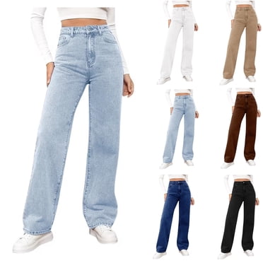 EYWGYA Women Csaual Pants,Women's High Waist Straight Leg Jeans Loose Wide Leg Denim Pants Comfotable Daily Wear
