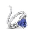 thumbnail image 2 of 7MM Heart Shape Wrap Bypass Ring Natural Tanzanite 925 Silver Women Rings, 2 of 3