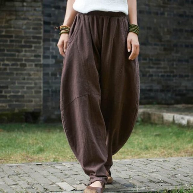 zanvin Pantalon pour Femmes, Pantalon Décontracté Ample et Bouffant pour Femmes Grande Taille avec Poches, Combinaison Mode, Pantalon Salopette en Coton et Lin, Pantalon Ample Décontracté