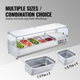 thumbnail image 3 of KFFKFF Cooling Topping Bar, 140W Counter Model with 3 Large & 4 Small Containers, Durable 304 Stainless Frame & Clear PC Cover, Ideal for Sandwich Toppings, Certified by ETL, 3 of 9