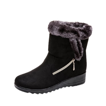 XZNGL Boots for Womens Boots Womens Snow Boots Womens Solid Color Warmth Platform Side Chain Suede And Snow Boots Shoes