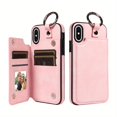 thumbnail image 3 of Premium iPhone 15/14/13/12/11 Pro Max Wallet Case - Ring Buckle Design, Multi-Card Slots, Faux Leather, Double Magnetic Closure, Shockproof Kickstand Cover with Anti-Slip Grip, 3 of 5