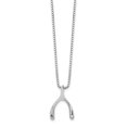 thumbnail image 1 of 925 Sterling Silver 18 Inch Diamond Wishbone Slide Pendant Necklace 2 Extender Charm Good Luck Italian Horn, 1 of 6