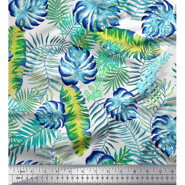 Soimoi Rayon Fabric Leaves Tropical Decor Fabric Printed Yard 42 Inch Wide