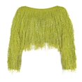 thumbnail image 3 of Femmes Recadrée Pull Couleur Unie Manches Longues Pompon Tricot Court Pulls Automne Hiver Nombril Tricoté, 3 of 5