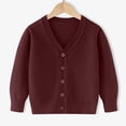 thumbnail image 2 of Tranfacy Long Sleeve Shirts for Girls, Fall Tops, Children Long Sleeve Fleece Knitted Cardigan Solid Color V-Neck Sweater Button Shirts, 2 of 6