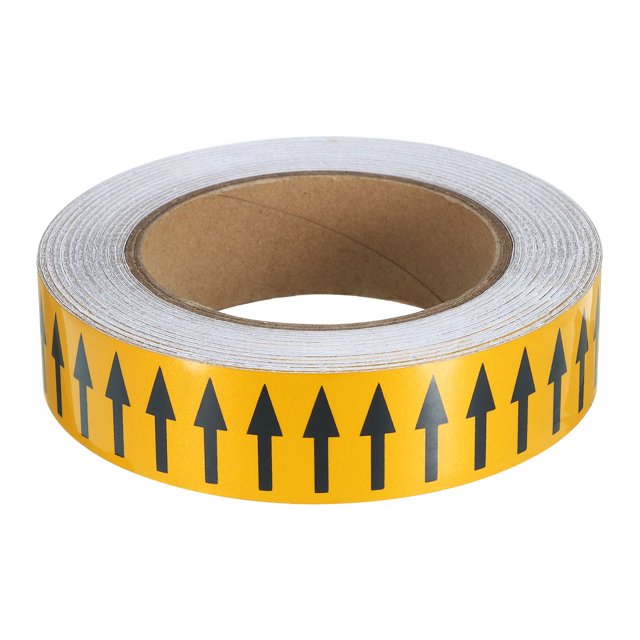 Unique Bargains Directional Flow Arrow Tape 1-3/16'x65', Adhesive Pipe Identification Marking Stickers, Black on Yellow