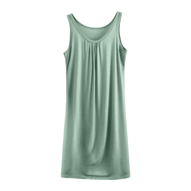 Wdfiry Nuisette pour Femmes en Modal Grande Taille Sans Manches Débardeur Robe de Nuit Couleur Unie Décontractée Froncée Longue Robe de Nuit Tenue d'Intérieur