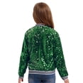 thumbnail image 3 of Aislor Girls Sparkle Sequin Bomber Jacket Glitter Jackets Long Sleeve Coat with Stripe Ribbed Cuffs Green 6, 3 of 6
