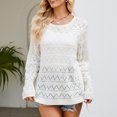 thumbnail image 4 of Timegard Womens Sweaters Hollow out Round Neck Fall Winter Long Sleeves Knit Pullover Tops Fashion, 4 of 6