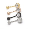 thumbnail image 2 of Belly Button Ring 14G Navel Ring Barbell Body Jewelry Sand Finish CZ Ball Ends, 2 of 10