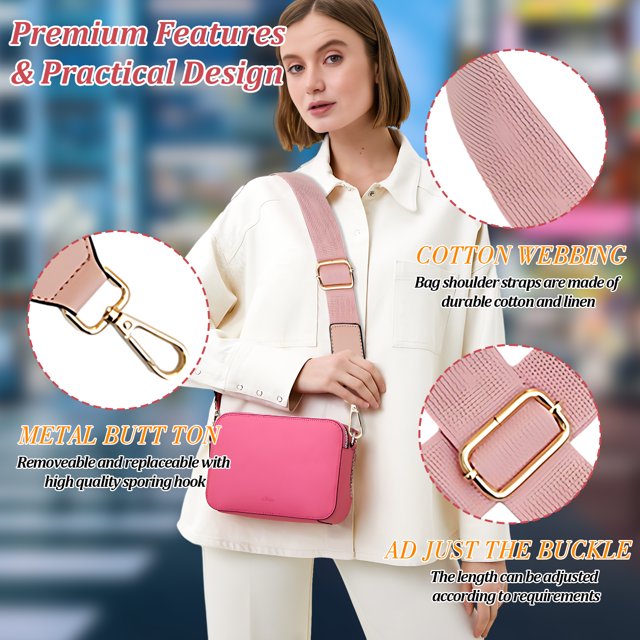 Baohd Sangle de Sac à Main Extensible et Résistant à l'Usure pour Pas de Fil en Vrac Bandoulière Rose