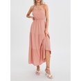 thumbnail image 4 of Faithtur Robe d'Été de Femmes Cami Couleur Unie Bretelles Spaghetti Taille Découpe Ouverte Dos Longue Robe, 4 of 9