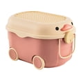 thumbnail image 4 of veasfak Cartoon Duck Shape Toy Storage Box with Wheels Storage Bin Portable Baby Clothes Red Middle, 4 of 9