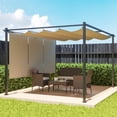 thumbnail image 2 of Outsunny 10' x 12' Retractable Pergola Canopy with Roller Shade, Beige, 2 of 10