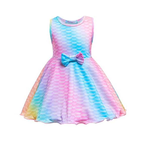 Little Mermaid Dress Toddler Baby Kids Girls Sleeveless Mermaid Bow Skirt Dress Princess Dress