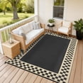 thumbnail image 3 of Garvee Tapis d'Extérieur 8 Pieds X 10 Pieds Imperméable Réversible Moderne Géométrique Neutre, Tapis de Patio d'Extérieur en Paille Plastique Tapis de Camping pour Patio VR Balcon Terrasse Cour Arrière, Noir Café, 3 of 7