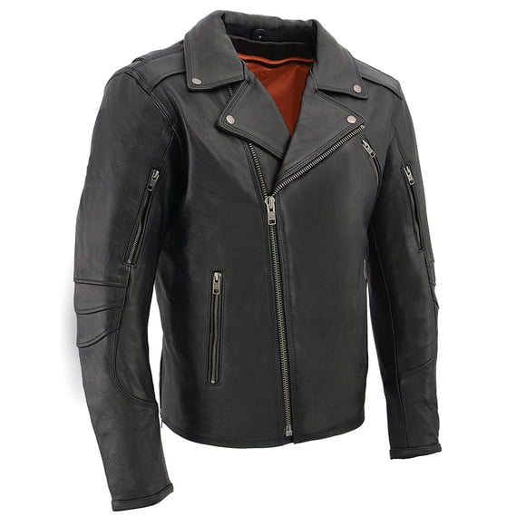 Milwaukee Leather MLM1515 Veste de Moto Classique Sans Ceinture pour Homme en Cuir Noir à Triple Piqûre - Petit