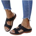 thumbnail image 3 of Dvkptbk Womens Flat Sandals Open Toe Slides Adjustable Slip On Slippers for Summer for Beach, Home, Indoor Outdoor Use ummer, 3 of 5