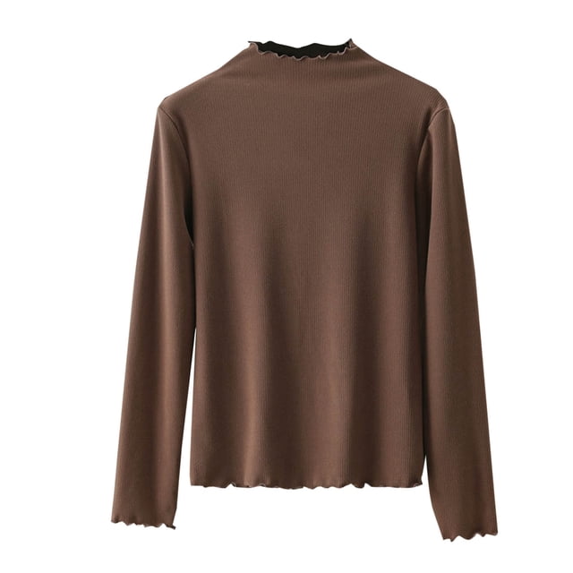 Kaemgyyd Long Sleeve Tops for Women Fall Winter Thermal Warm Base Layer Undershirt Ribbed Knit Crew Neck Tee Clothes