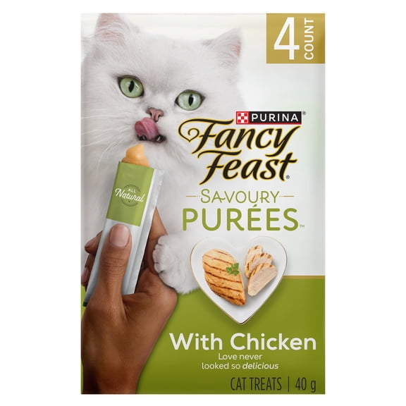 Purina Fancy Feast Savoury Purée Naturals avec Poulet Naturel dans une Sauce Demi-Glace, Gâteries pour Chats 40 g