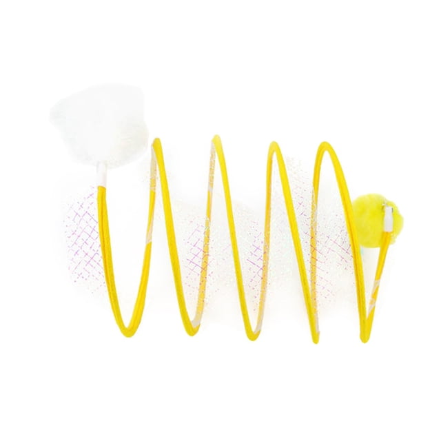 GROWTH TANK Folded Cat Tunnel S Type Spring Toy Playing Tent Steel Wire Material Yellow S Ball