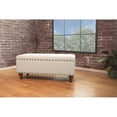 thumbnail image 2 of HomePop Traditional Fabric Large Storage Bench with Nailhead Trim in Cream/Brown, 2 of 11