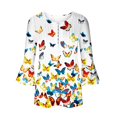 thumbnail image 4 of Hauts pour Femmes Haut pour Dames Imprimé Floral Col en V Manches Courtes T-Shirt à Boutons Café L, 4 of 5