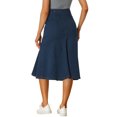 thumbnail image 3 of Unique Bargains Jupe Midi Évasée en Denim Décontractée pour Femme, Bleu Foncé, S, 3 of 7