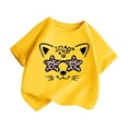 thumbnail image 3 of LUOGENLI T-Shirt pour Filles Enfant Filles Mignon Graphique Col Rond Manche Courte Tee Été Décontracté T-Shirt Chandails pour Filles Tendance Été Midi Jaune 3-4 Ans, 3 of 5